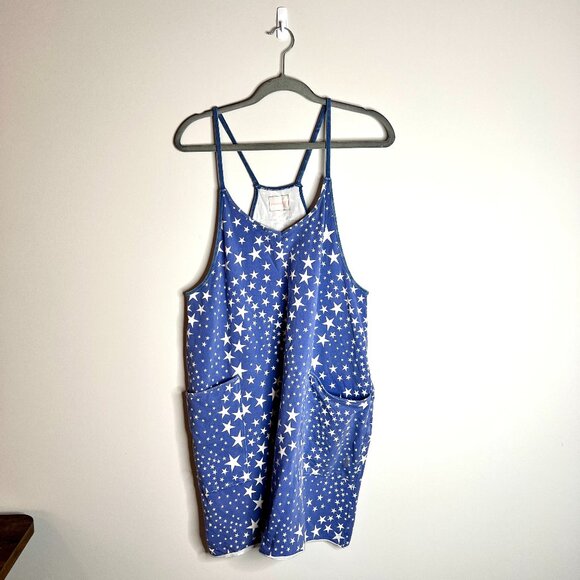 Free People Movement Star Print Romper Blue/White 4th of July Granola Girl Boho - Picture 4 of 9